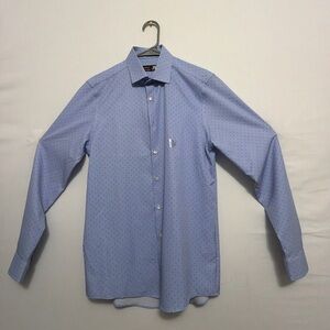 JF J Ferrar Slim Fit Men’s size S Stretch Dress Shirt Blue Micro Print (A206)✨